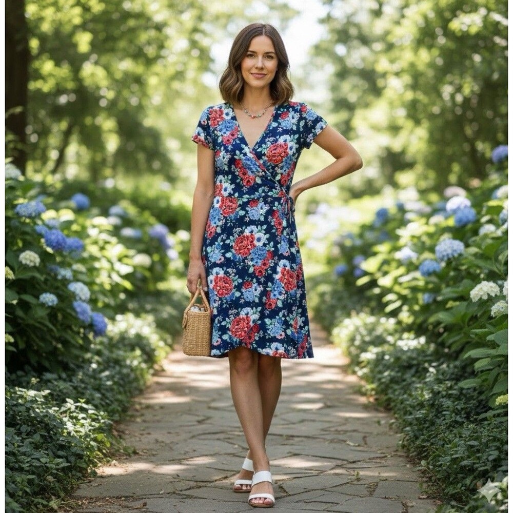 Bobbie Brooks Ladies Dress Floral Short Sleeve Women's Small Romantic Casual